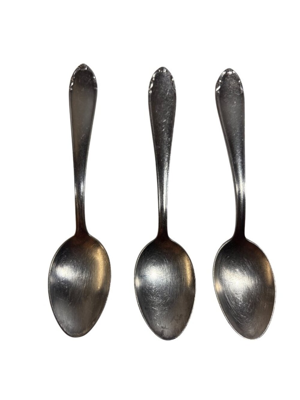 BMF 90 Silver Plated Teaspoons With Ornate Handle Design Vintage Lot Of 3
